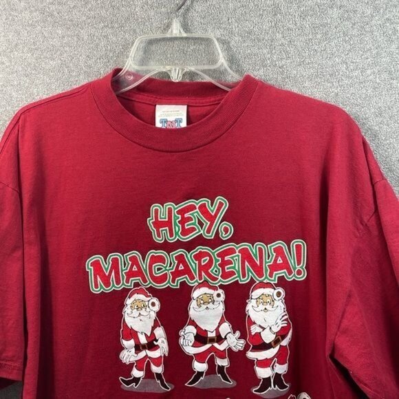 Vintage TNT "Hey Macarena!" Santa Claus Graphic T-Shirt Adult XL 100% Cotton Red - Picture 3 of 9